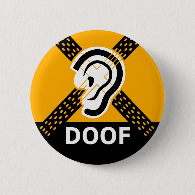Badge Rond 5 Cm Doof Slechthorend Avertissement (Devant)