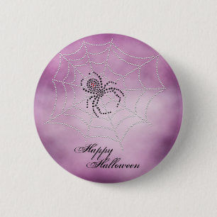 Badge Rond 5 Cm Dot Art Black Widow Spider en Web