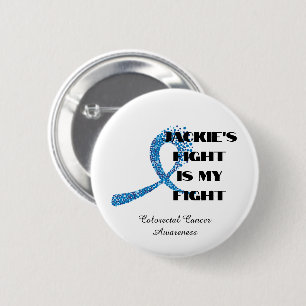 Badge Rond 5 Cm Dotée Bleu Ruban Colorectal Sensibilisation au can