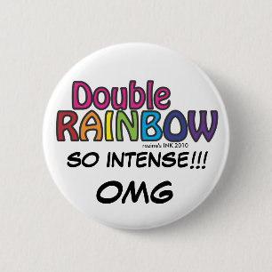 Badge Rond 5 Cm Double Arc En Ciel Tout Le Chemin À Travers Le Cie