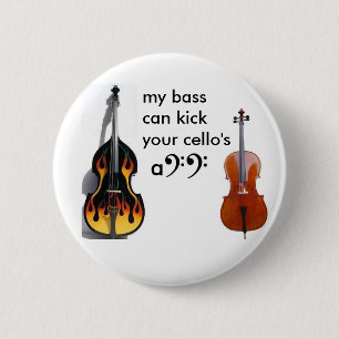 Badge Rond 5 Cm Double basse contre le violoncelle