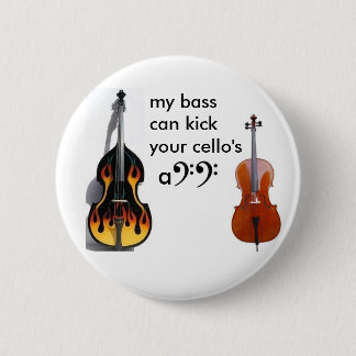 Badge Rond 5 Cm Double basse contre le violoncelle