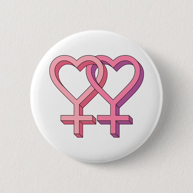 Badge Rond 5 Cm Double symbole femelle de coeurs (Devant)