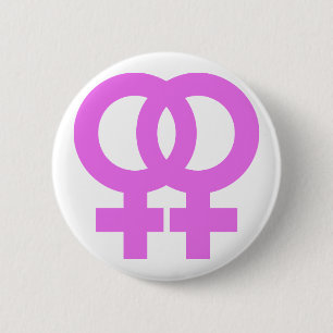 Badge Rond 5 Cm Double symbole femelle rose