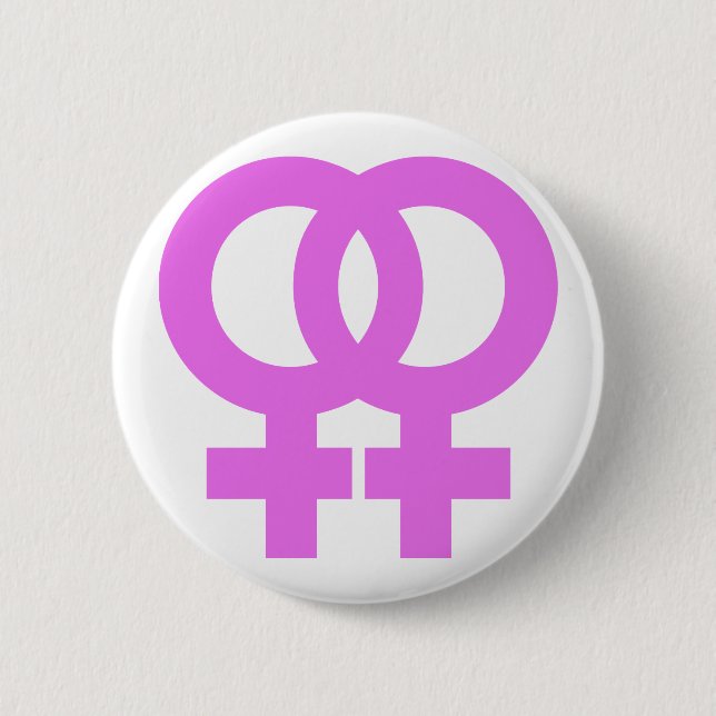 Badge Rond 5 Cm Double symbole femelle rose (Devant)