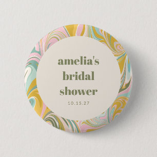 Badge Rond 5 Cm Douce Fête de Mariage Abstraite Personnalisée au P