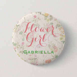 Badge Rond 5 Cm Douche florale élégante de la réception de Pin