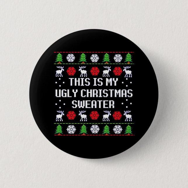 Badge Rond 5 Cm Douleur de Noël moche (Devant)