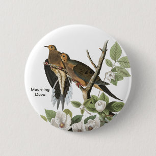 Badge Rond 5 Cm Dove de deuil par John James Audubon, Birdwatcher