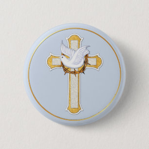 Badge Rond 5 Cm Dove et Croix