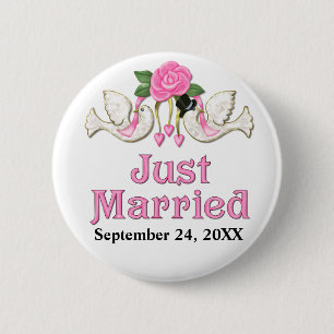 Badge Rond 5 Cm Dove & Rose - T-shirt juste marié