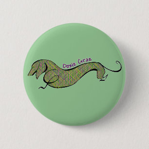 Badge Rond 5 Cm Doxie Gras