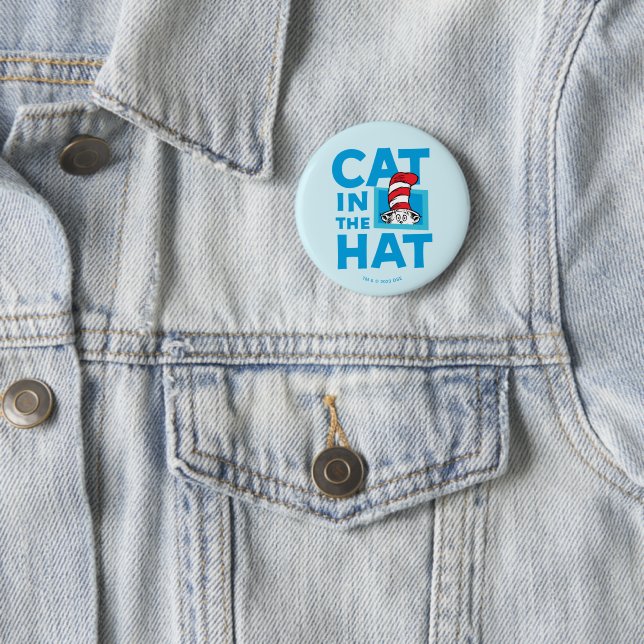 Badge Rond 5 Cm Dr Seuss | Chat dans le logo du Casquette (En situation)