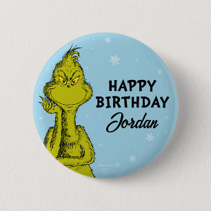 Badge Rond 5 Cm Dr. Seuss   Grinch Hiver Anniversaire