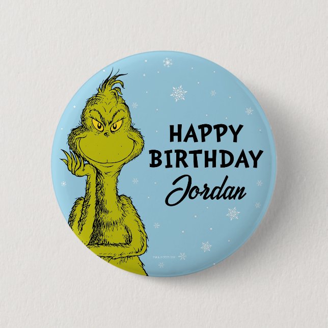 Badge Rond 5 Cm Dr Seuss | Grinch Winter Birday (Devant)