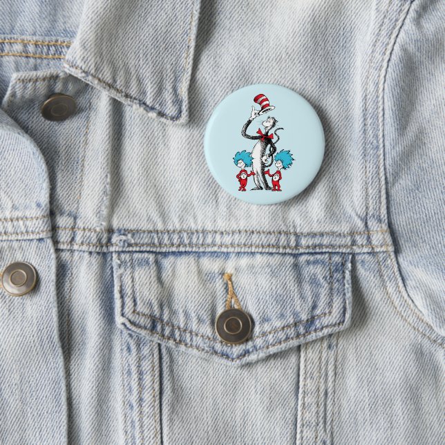 Badge Rond 5 Cm Dr. Seuss | Le Chat dans le Chapeau, Chose Un et C (En situation)