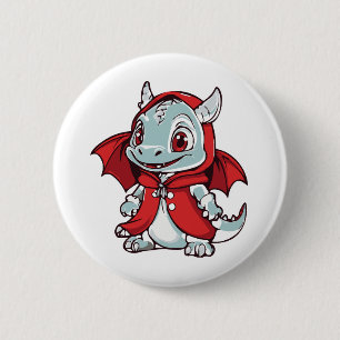 Badge Rond 5 Cm Dragon albinos en rouge