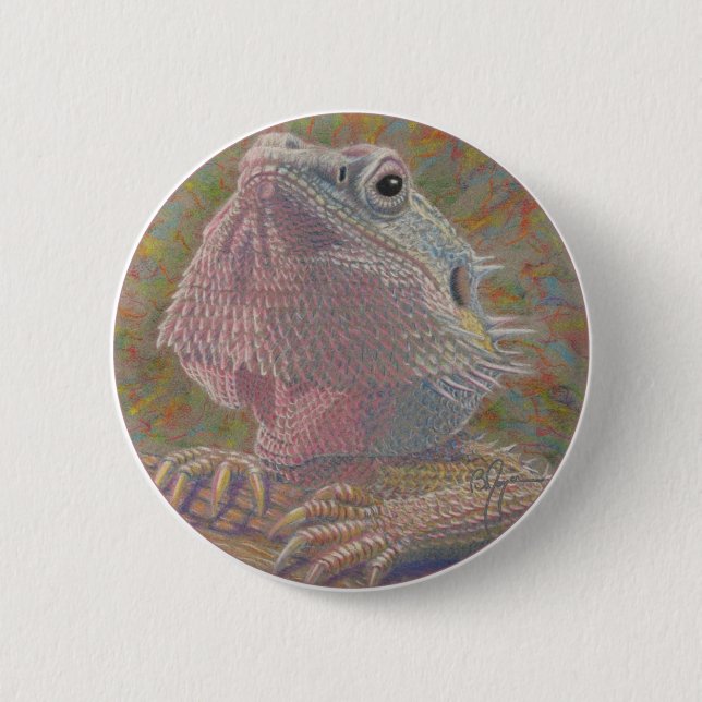 Badge Rond 5 Cm Dragon barbu (Devant)
