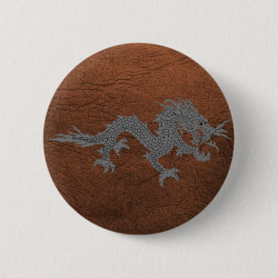 Badge Rond 5 Cm Dragon bhoutanais en cuir