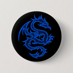 BADGE ROND 5 CM DRAGON BLEU