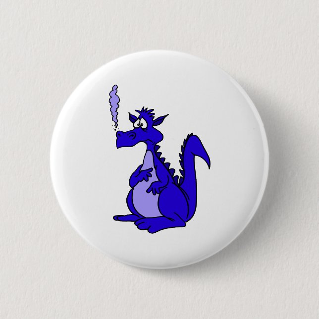 Badge Rond 5 Cm Dragon bleu avec fumée (Devant)
