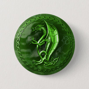 Badge Rond 5 Cm Dragon celtique vert