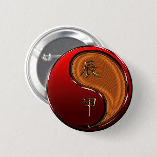 Badge Rond 5 Cm Dragon de Bois