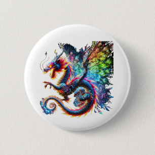 Badge Rond 5 Cm Dragon de feu coloré