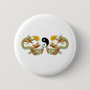 Badge Rond 5 Cm Dragon de Yin Yang
