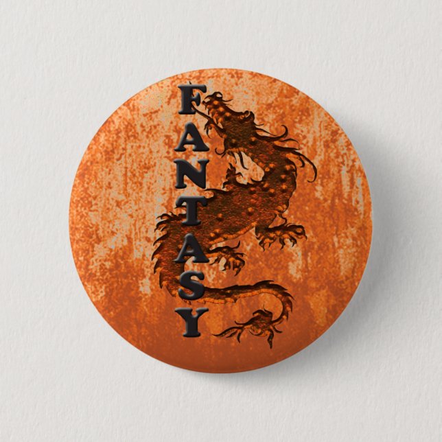 Badge Rond 5 Cm Dragon d'IMAGINAIRE sur la rouille (Devant)