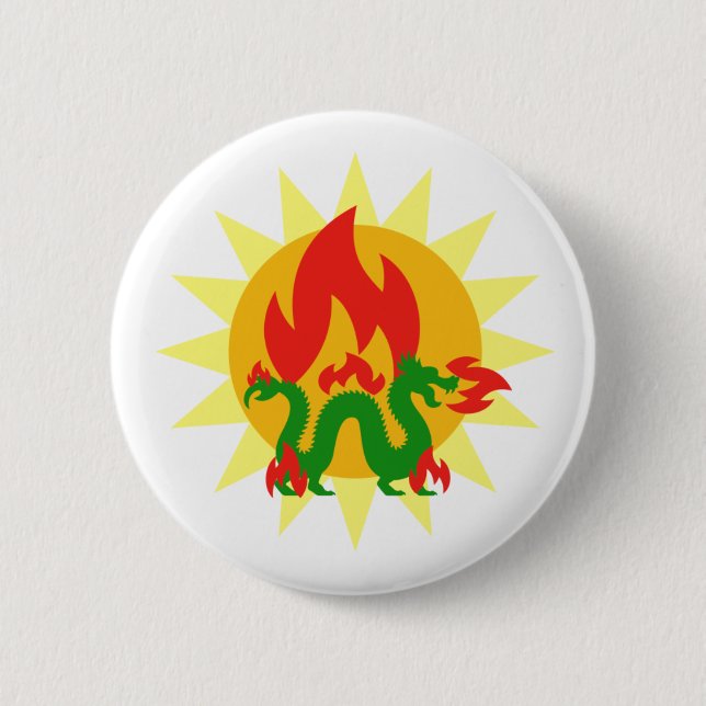 Badge Rond 5 Cm Dragon flamboyant (Devant)