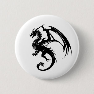 Badge Rond 5 Cm Dragon noir