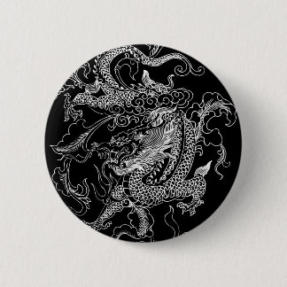 Badge Rond 5 Cm Dragon noir et blanc