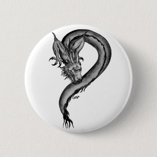 Badge Rond 5 Cm Dragon noir et blanc