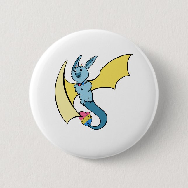 Badge Rond 5 Cm Dragon Pansexual de batte de fierté (Devant)