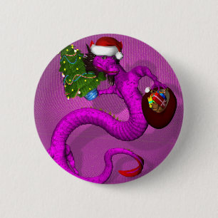 Badge Rond 5 Cm Dragon rose
