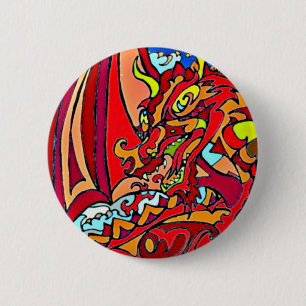 Badge Rond 5 Cm Dragon rouge