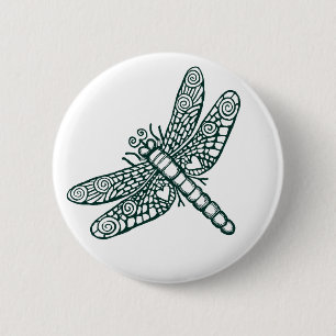 Badge Rond 5 Cm Dragonfly - B&W