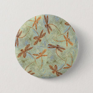 Badge Rond 5 Cm Dragonfly Dance Gold