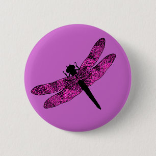Badge Rond 5 Cm Dragonfly rose