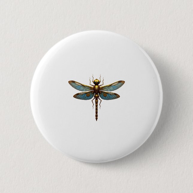 Badge Rond 5 Cm Dragonfly Steam Punk Insect Art Engineer Steampunk (Devant)