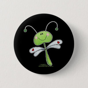 Badge Rond 5 Cm Dragonfly with Hearts