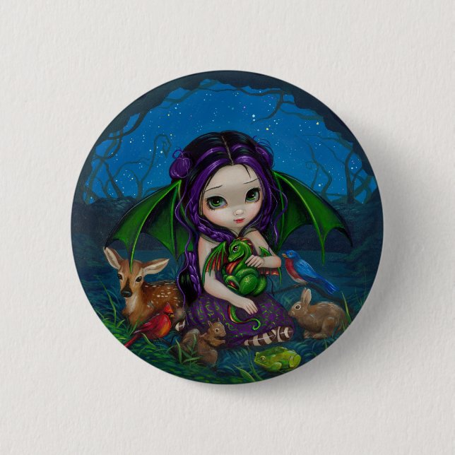 Badge Rond 5 Cm "Dragonling bouton de jardin III" (Devant)