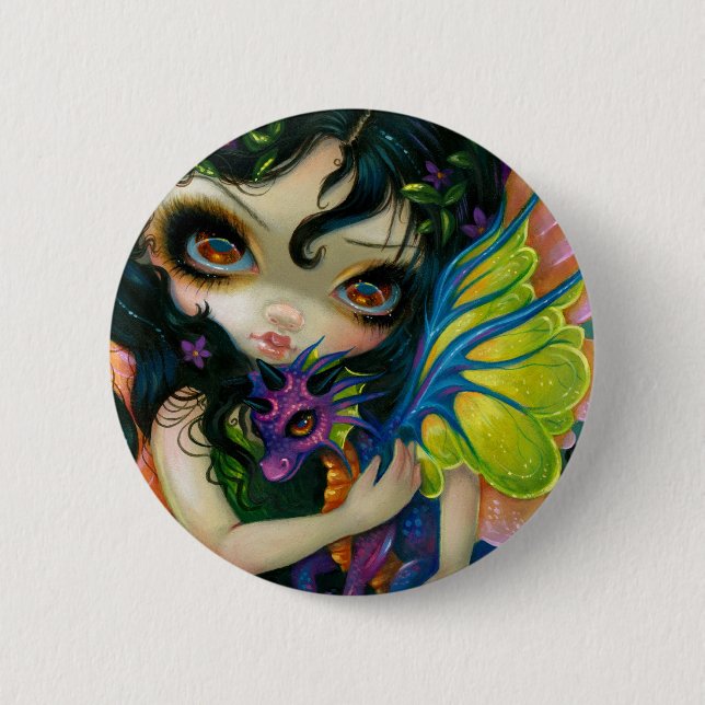 Badge Rond 5 Cm "Dragonling chéri bouton de V" (Devant)