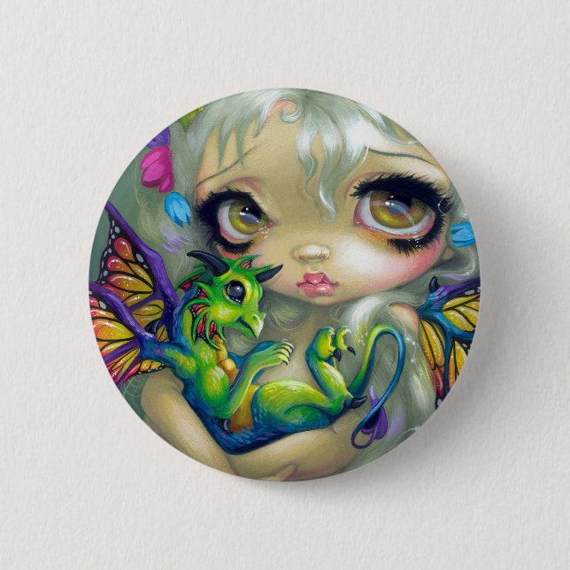 Badge Rond 5 Cm "Dragonling chéri bouton d'IV" (Devant)
