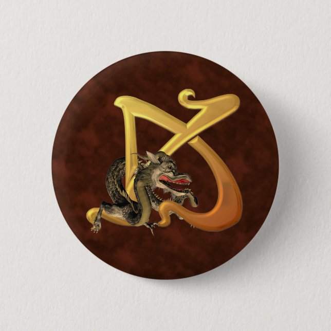 Badge Rond 5 Cm Dragonlore K initial (Devant)