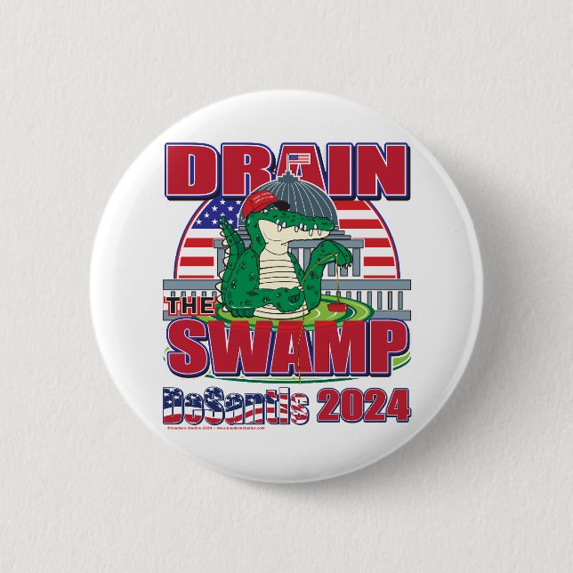 Badge Rond 5 Cm Drain-The-Swamp-DeSantis-2024 (Devant)