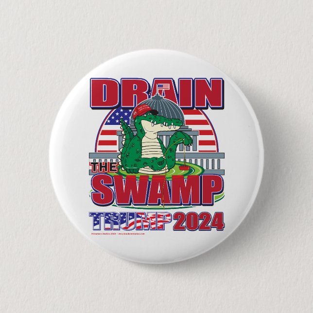 Badge Rond 5 Cm Drain-The-Swamp-Trump-2024 (Devant)