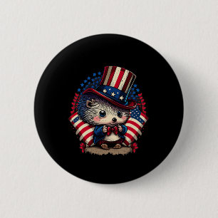 Badge Rond 5 Cm Drapeau 4 juillet Hérisson patriotique