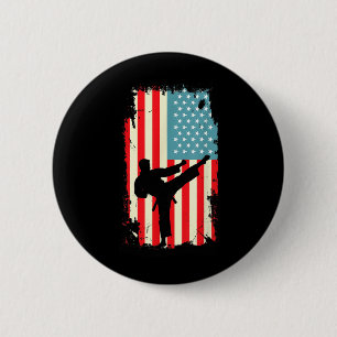 Badge Rond 5 Cm drapeau américain arts martiaux karaté taekwondo
